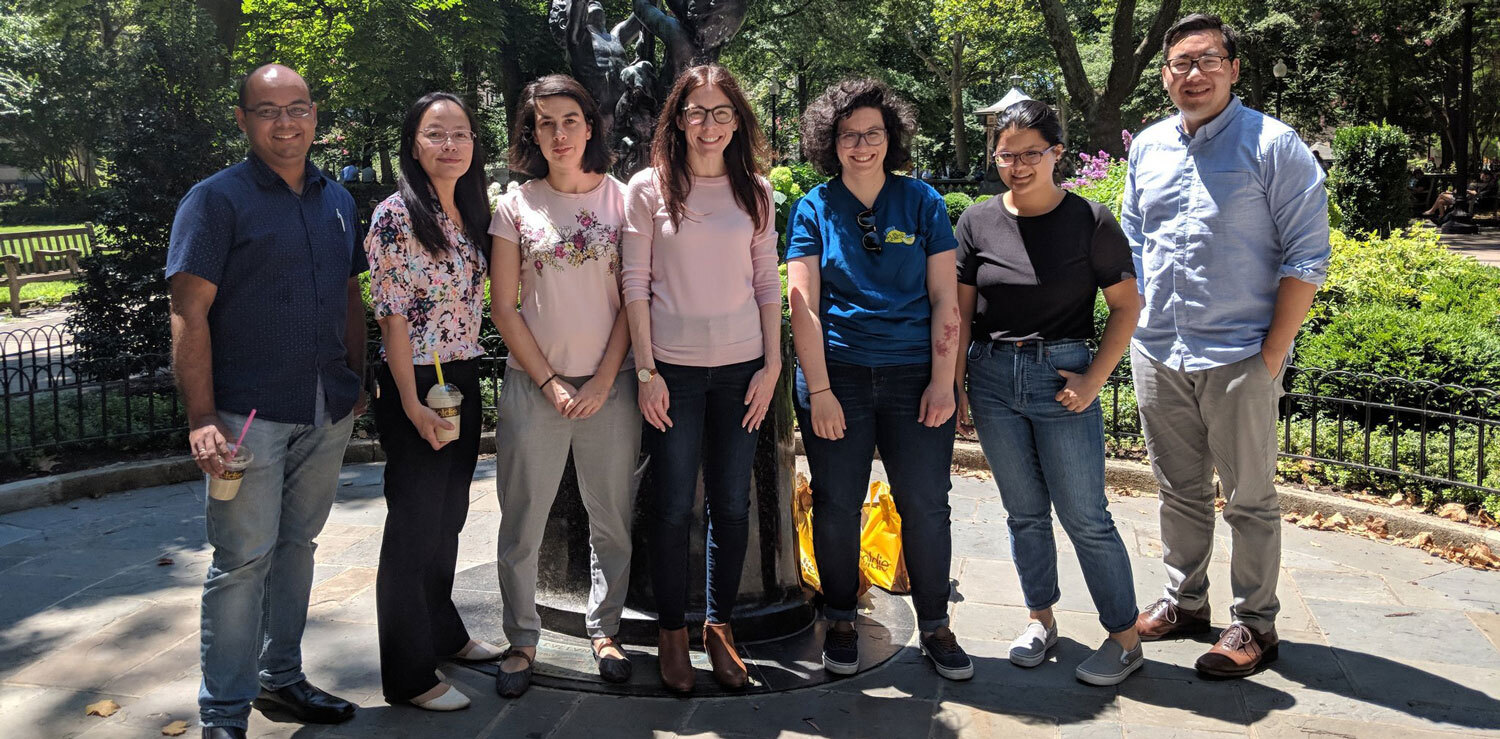 Group photo of the Childhood Cancer Data Lab team which consists of two men and five women