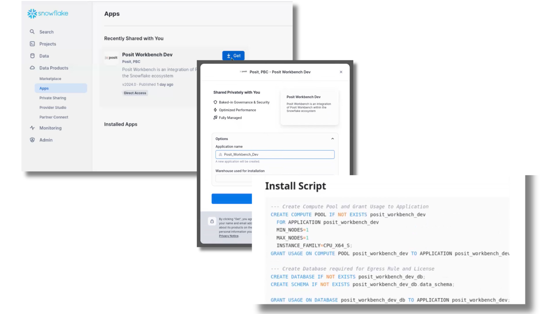 App and SQL code needed to activate Snowflake by admins